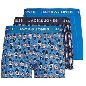 JACK & JONES Heren Jackapaa Trunks 3 Pack Boxershorts, Navy Blazer/Pack: Aster Blue-Aster Blue, S, Navy Blazer/Pack: aster Blue - Aster Blue, S