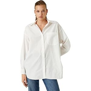 Koton Oversized shirt voor dames, lange mouwen, Off White (001), 36