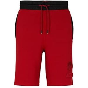 BOSS Serace Relaxed-Fit shorts voor heren, van katoen met patches in racesportstijl, rood, S
