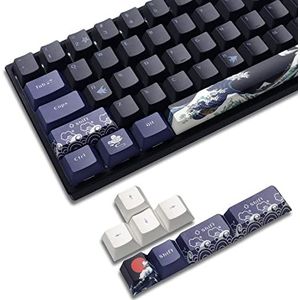 PBT Keycaps - 60% Great Wave Off Kanagawa Japanse aangepaste keycaps-set, kersenprofiel voor Cherry/Gateron MX-schakelaars, 78 toetsenset