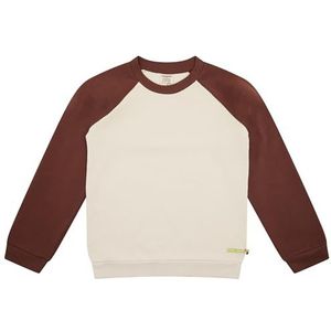 loud + proud Uniseks kindersweatshirt met raglanmouwen, GOTS-gecertificeerd sweatshirt, vanille/hout, 134-140