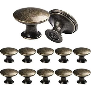 SWEGAS 12 stuks vintage antieke knoppen handvat pull 30 mm messing ronde vintage knop voor kast lade keuken badkamer kast thuis kantoor meubelbeslag (brons)