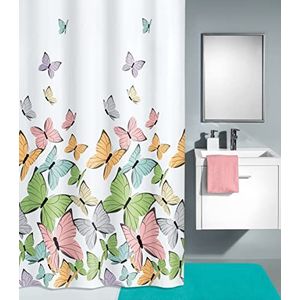 Kleine Wolke Butterflies douchegordijn, polyester, multicolor, 180 x 200 x 0,2 cm