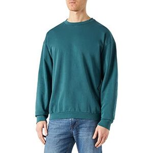 Urban Classics Herensweatshirt met pigment en ronde hals, teal, S