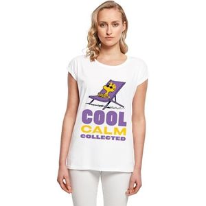 Merchcode Dames T-shirt Dames Peanuts Cool Calm Collected Tee, Loose Fit, Katoen 100%, XS, wit, XS