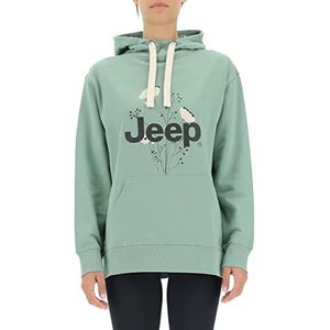 Jeep O102606-E854 J oversized sweatshirt met capuchon, botanische print, J22W, jade groen, XL