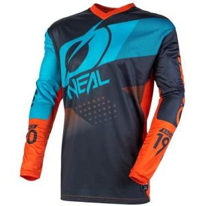 O'NEAL | Jersey | Enduro Motorcycle | Geschikt voor maximale bewegingsvrijheid, Gevoerde elleboogbescherming, Ademend materiaal | Jersey Element Factor | Volwassen | Blauw/grijs/oranje | Maat XL