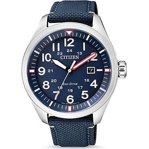 Citizen Aviator analoog kwartshorloge voor heren, met nylon armband, blauw, Armband