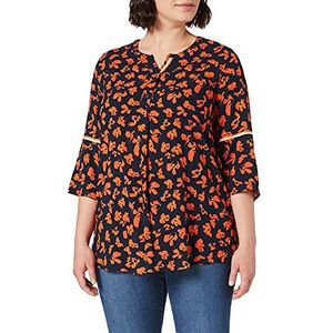 Ulla Popken Dames bloemenprint tuniek shirt, middelgrijs gemêleerd, 50-52