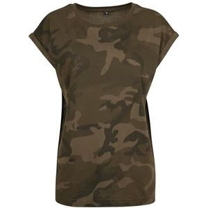 Build Your Brand Dames Ladies Extended Shoulder Camo Tee T-shirt
