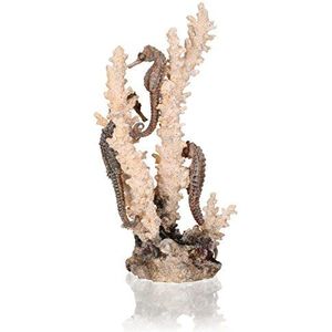 biOrb Middelgrote Seahorse sculptuur, keramische hars middelpunt voor zoetwater en mariene aquaria, Beige/Tan