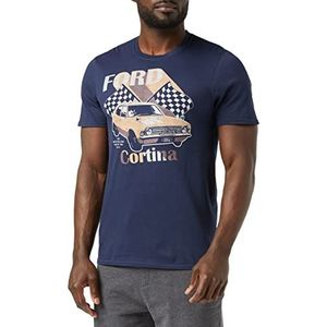 Petrol Heads Heren Ford Cortina T-shirt, Navy, XX-Large