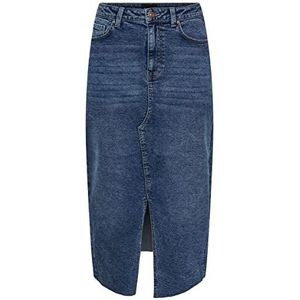 PIECES Pcjessie Hw Denim Midi Rok Noos Exp, blauw (medium blue denim), M