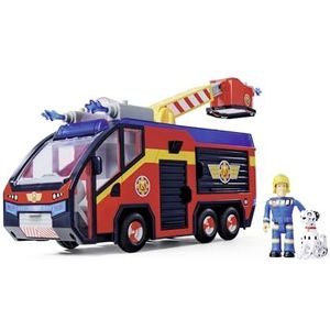 SIMBA 109252595 Brandweerman Jupiter, brandweerauto, Sam en radarfiguur, lichteffecten, sirene, draailadder, waterpijl, platform voor quad, 32 cm, accessoires, vanaf 3 jaar