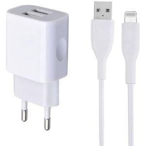 MUTTO iPhone-oplader, dubbele oplader + iPhone-kabel voor iPhone 14/14 Plus/14 Pro/14 Max/ 13 12 11 XR XS SE Mini X 8 7 6, iPad, Airpod - wandcontactdoos met Lightning-kabel