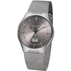 Regent Analoog digitaal kwarts horloge met roestvrij stalen armband 11030138, zilver-grijs, Eén maat, Armband