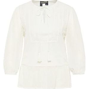 DreiMaster Vintage Dames blouse shirt met kant 37326657-DR05, WOLLWISS, XL, wolwit, XL