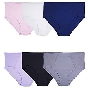 Fruit of the Loom Dames wit katoenen slip ondergoed (Pack van 10), Slip - Flexibele pasvorm - Diverse, 6XL