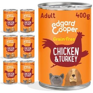 Edgard & Cooper Voeding voor volwassenen, natuurlijk vochtig voer, 6 x 400 g kip en kalkoen, gezond voer, lekker en evenwichtig, eiwitten