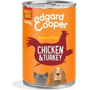 Edgard & Cooper Voeding voor volwassenen, natuurlijk vochtig voer, 6 x 400 g kip en kalkoen, gezond voer, lekker en evenwichtig, eiwitten