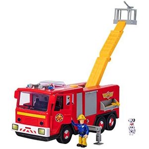 Simba 109252516 - Brandweerman Sam Jupiter uit serie 13, met figuur en dalmatiër radar, snuif, 2 verschillende geluiden, blauw licht, draaibare ladder om uit te klappen, 31 cm brandweerauto, vanaf 3