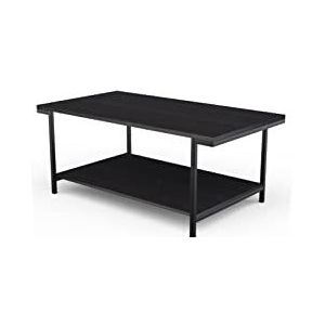 Novilla Salontafel voor woonkamer, salontafel met 2 niveaus met open opbergplank, metalen frame in moderne industriële stijl, AdjusTable tafelpoten, waterdicht bureaublad, zwart, 110 x 60 x 45 cm