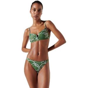 KARL LAGERFELD Karl Circle V-Wire Bikini Top voor dames, groen, M