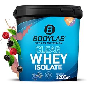 Bodylab24 Clear Whey Isolate 1200g Ijsthee Bosvruchten, eiwitshake gemaakt van 96% hoogwaardig wei-eiwitisolaat, verfrissende fruitige drank, wei-eiwitpoeder kan spieropbouw ondersteunen