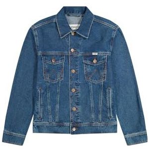 Wrangler - Classic Jas - Middenblauw - Katoen - Normale Pasvorm