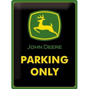 Nostalgic-Art John Deere Parking Only - Gift idea for tractor fansRetro Tin SignMetal PlaqueVintage design for wall decoration30 x 40 cm