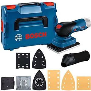 Bosch Professional 06019L0001 Professional 12V systeem accu-vlakschuurmachine GSS 12V-13 ompatibel met Bosch Professional 3 x schuurplaat 3 x schuurblad stofzak gatengereedschap in L-Boxx) blauw