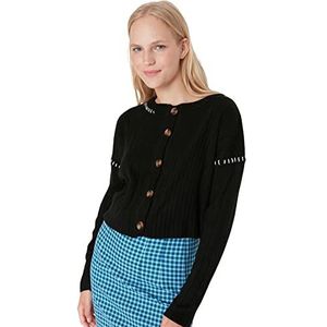 Trendyol Dames trui met ronde hals effen normale vest, zwart, M, Zwart, M