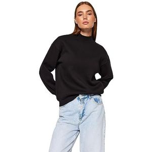 Trendyol Dames Basic Regular Basic Opstaande kraag Gebreid Sweatshirt, zwart, XS