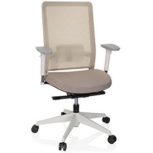 hjh OFFICE 738117 Professionele bureaustoel Pure White stof/net beige draaistoel ergonomisch, wit frame, lendensteun