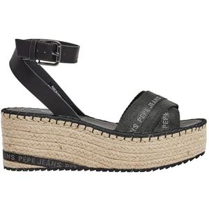 Pepe Jeans Dames Witney Cross Wedge Sandaal, zwart (zwart), 3 UK, Zwart, 3 UK