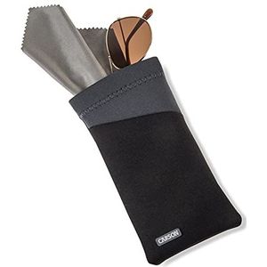 Carson Beschermende Brillenzak met Ingebouwde Microfiber-Doek voor Eyewear en Zonnebril, grijs, S