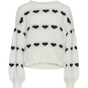 Pieces - NOVE - Gebreide Pullover - Relaxed Fit - Hartjesprint