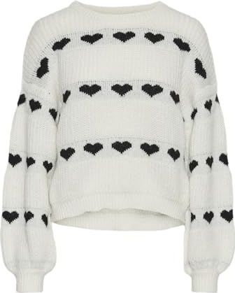 Pieces - NOVE - Gebreide Pullover - Relaxed Fit - Hartjesprint