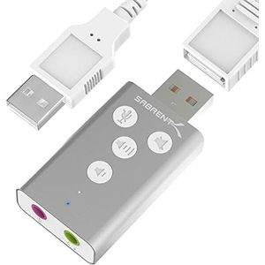 Sabrent Aluminum USB External 3D Stereo Sound Adapter for Windows and Mac. Plug and Play No Drivers Needed. [Silver] (AU-DDAS)