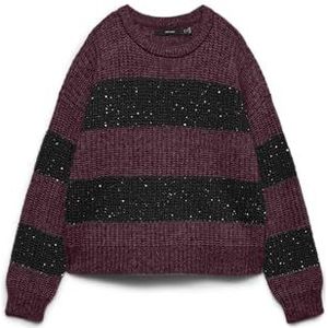 VERO MODA O-hals trui Vmsparkle Ls trui met ronde hals, wijn, S dames, Wijnrood, S