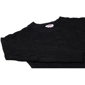 myMo Casual gebreide trui voor dames, kort gesneden met vlechtpatroon, gerecycled polyester, zwart, maat XS/S, zwart, XS