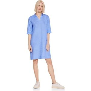 Street One Ls_Office Solid Linnen Shirt Tu Dress voor dames, Ademen van luchtblauw, 36