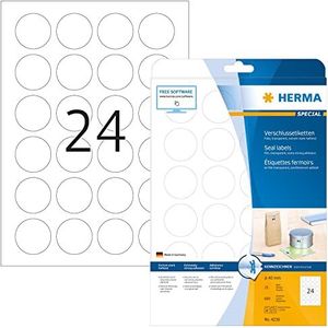 HERMA 4236 sluitelabels A4 transparant (Ø 40 mm, 25 vellen, polyesterfolie, mat, rond) zelfklevend, bedrukbaar, extreme sterk klevende stippen, 600 etiketten voor printer