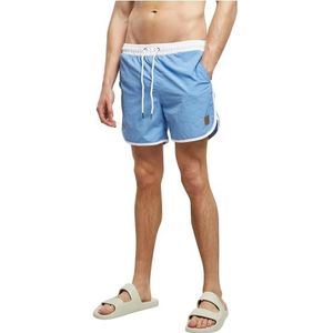 Urban Classics Retro zwemshorts voor heren, Wit/Horizonblauw, 3XL