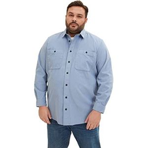 TOM TAILOR Uomini Plussize corduroy overhemd met borstzakken 1035791, 14813 - Light Fern Blue, 5XL Große Größen