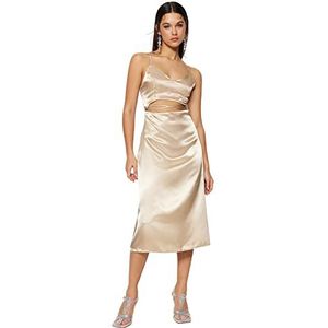 Trendyol Midi Shift Regular Fit geweven jurk voor dames, Brons, 32