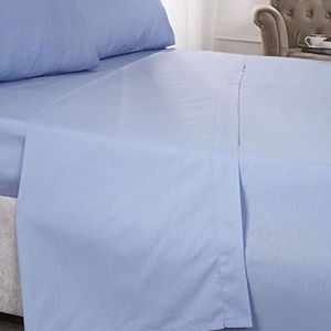 Emma Barclay Percale Flat Sheet Dubbel Bed Blauw, 50Percent Katoen/Polykatoen/Polyester