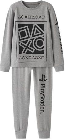 NAME IT nkmolympos ps ls nachtset bfu, gemengd grijs, 134-140