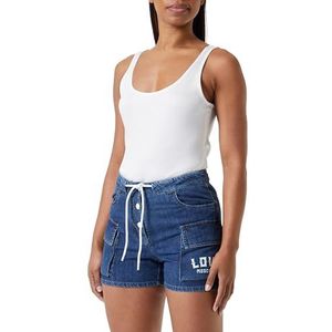 Love Moschino Dames regular fit met zakken aan de zijkanten, casual shorts, donkerblauw denim, 38, donkerblauw (dark blue denim), 38