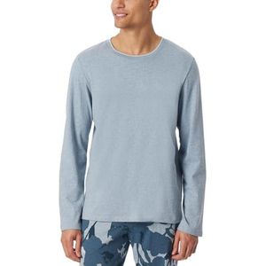 Schiesser Herenslaapshirt met lange mouwen, ronde hals, organisch katoenmix + Relax pyjama-top, Jeans-mel._182042, 54